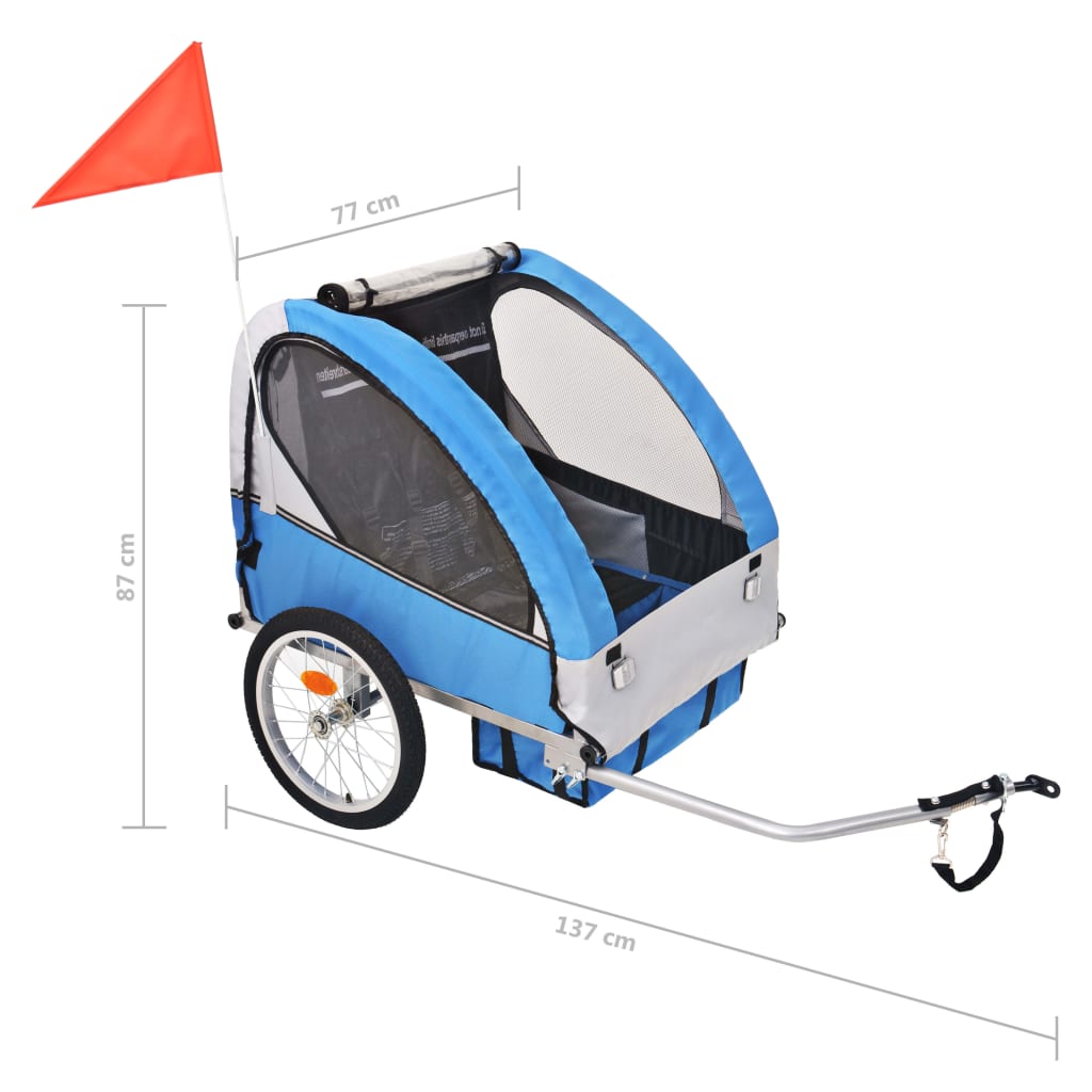 Bike Trailer Grey and Blue 30 kg