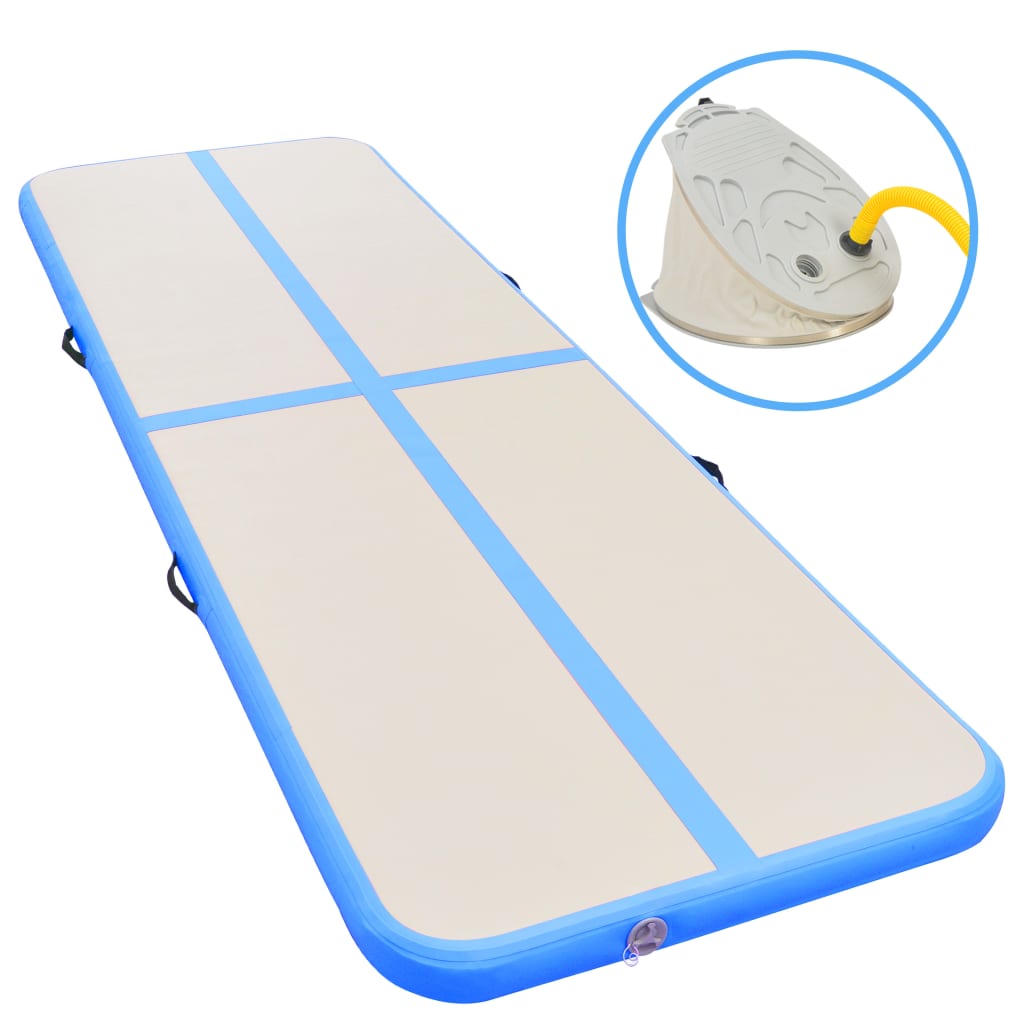 Inflatable Gymnastics Mat with Pump 300x100x10 cm PVC Blue