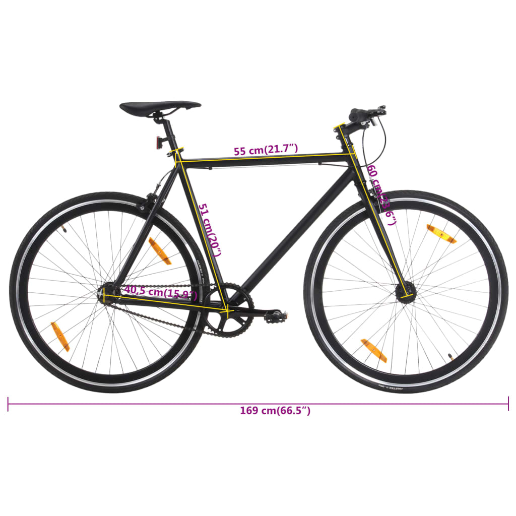 Fixed Gear Bike Black 700c 51 cm