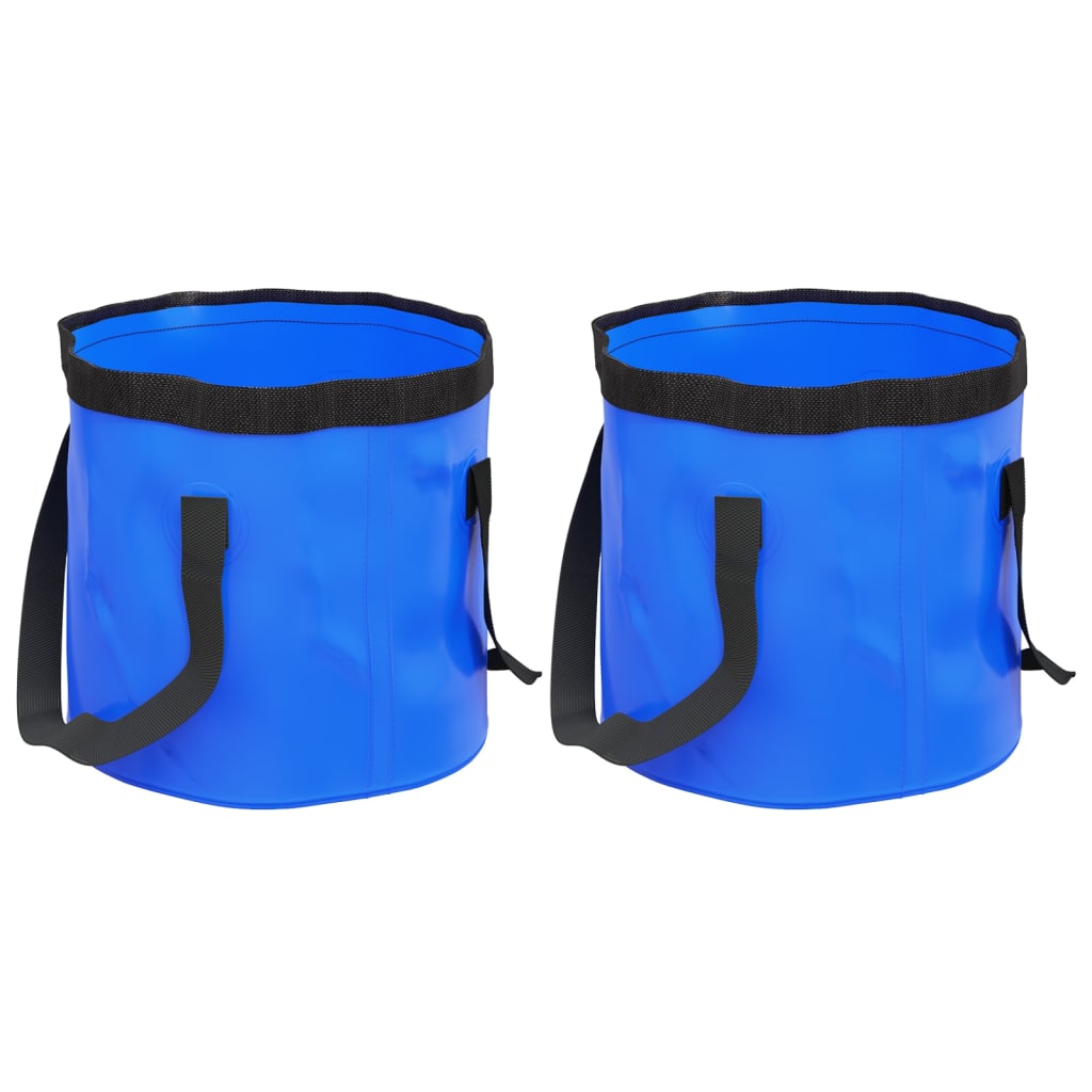 Folding Buckets 2 pcs Blue 30 L PVC