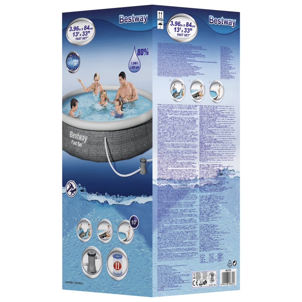 Bestway Fast Set Inflatable Pool Set with Pump 396x84 cm