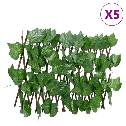 Artificial Grape Leaf Trellis Expandable Green 5 pcs 180x20 cm